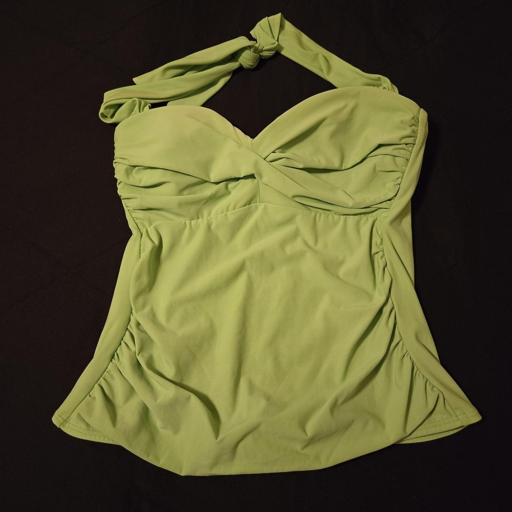 Miraclesuit Swimsuit Womens 12 Green One Piece Halter Tummy Control Slimming